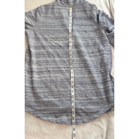 Womens Size S Gray Long Sleeve Striped Hooded Pullover Lightweight Top - Picture 10 of 10